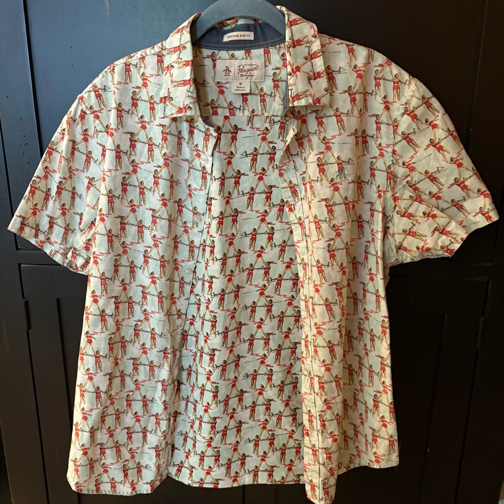 Original Penguin Resort Casual Button Down Shirt Short/Slv Cotton Vacation